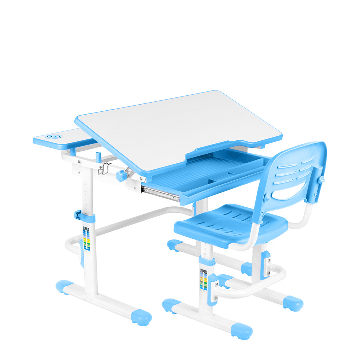 Комплект Anatomica Amata парта + стул + выдвижной ящик + подставка белый/голубой Комплект Anatomica Amata парта + стул + выдвижной ящик + подставка белый/голубой