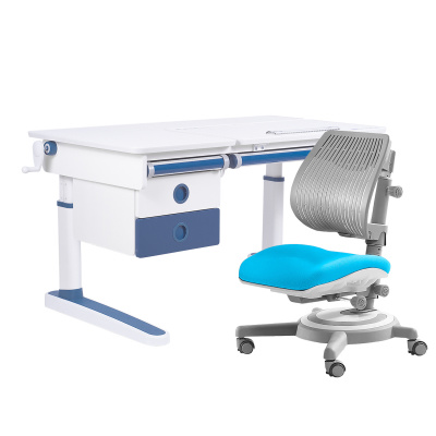 Комплект Kinderzen Antinori парта + кресло + подвесная тумба + органайзер + подставка для книг белый/голубой/голубой