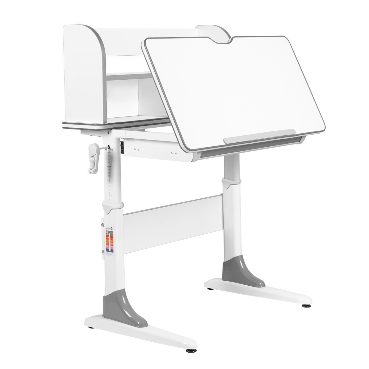 Комплект Anatomica Study-80 Lux парта + стул + надстройка + выдвижной ящик белый/серый с серым стулом Lux-02 Комплект Anatomica Study-80 Lux парта + стул + надстройка + выдвижной ящик белый/серый с серым стулом Lux-02