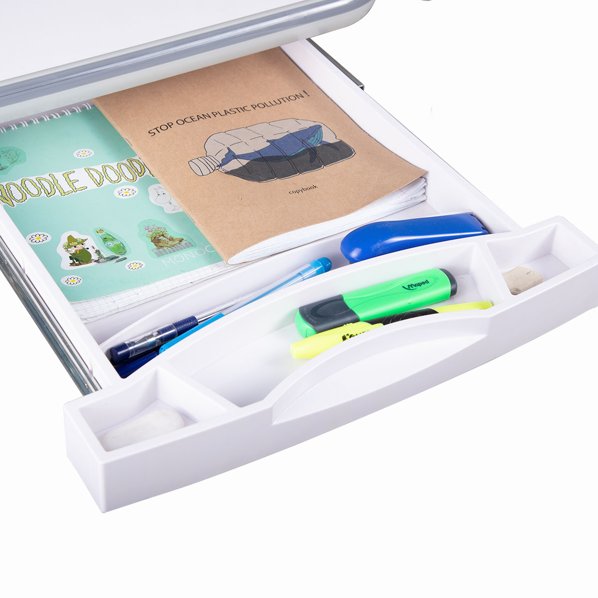 Kinderzen Variatica Plus парта + стеллаж + подставка для книг белый