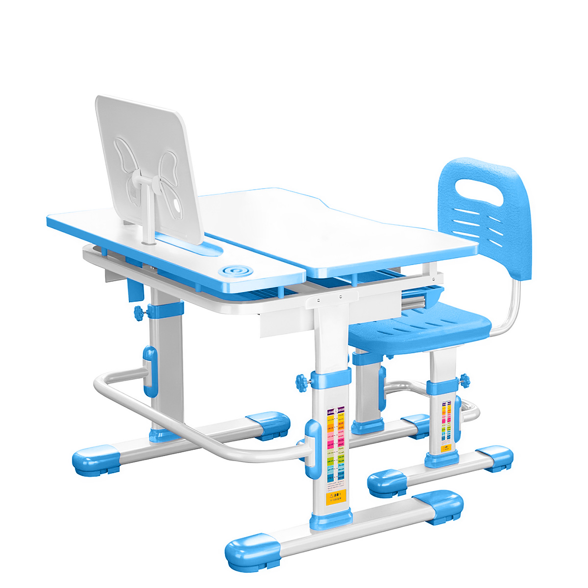 Комплект Anatomica Amata парта + стул + выдвижной ящик + подставка белый/голубой Комплект Anatomica Amata парта + стул + выдвижной ящик + подставка белый/голубой