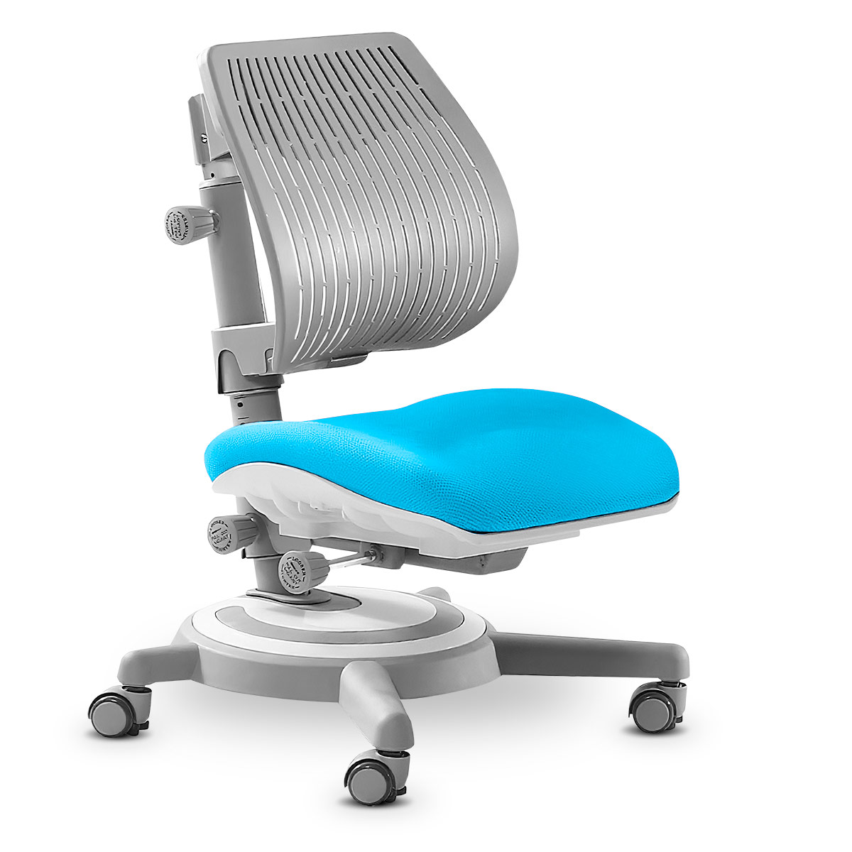 Комплект Kinderzen Antinori Pro парта + кресло + надстройка + подвесная тумба + органайзер + подставка для книг белый/голубой с голубым креслом Ergoback