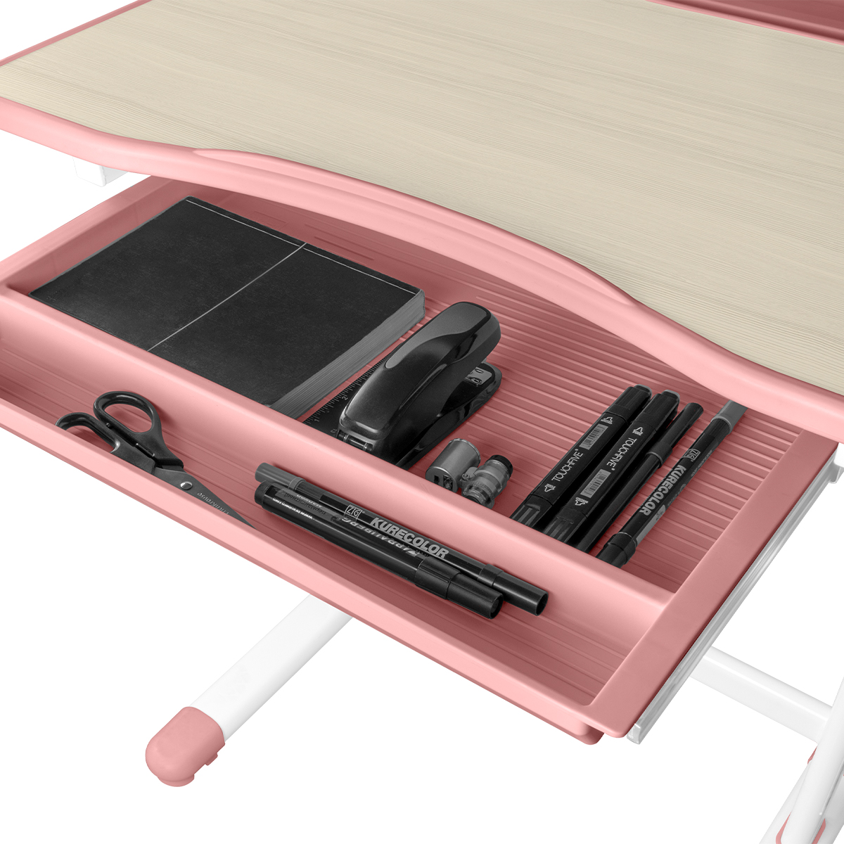 Комплект Anatomica Ara парта + стул + светильник + подставка для книг + выдвижной органайзер клен/розовый