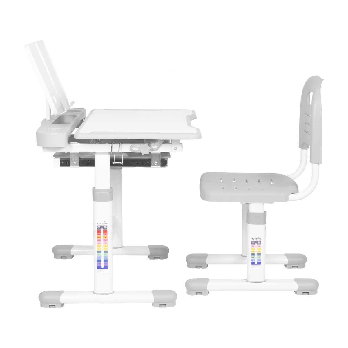Комплект Anatomica Vitera парта + стул + выдвижной ящик + подставка белый/серый Комплект Anatomica Vitera парта + стул + выдвижной ящик + подставка белый/серый