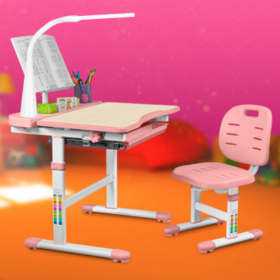 Комплект Anatomica Ara парта + стул + светильник + подставка для книг + выдвижной органайзер клен/розовый