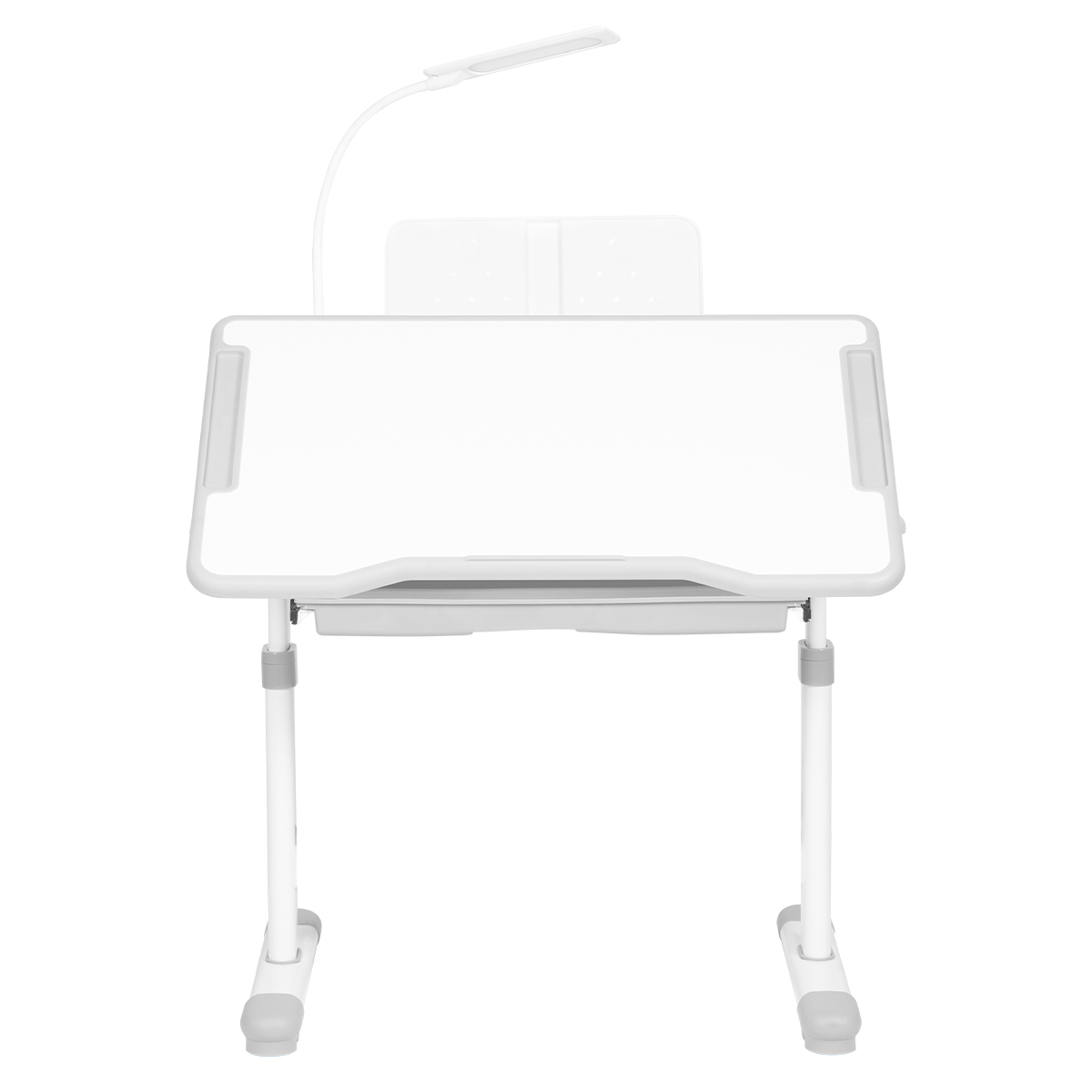 Комплект Anatomica Vitera парта + стул + выдвижной ящик + подставка + светильник белый/серый Комплект Anatomica Vitera парта + стул + выдвижной ящик + подставка + светильник белый/серый