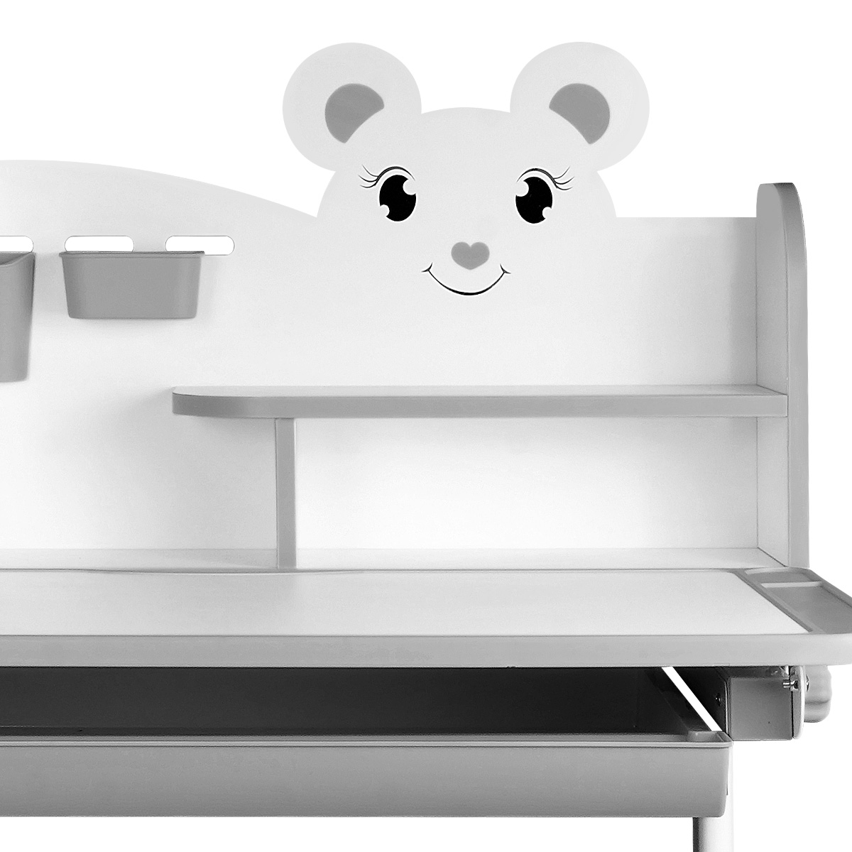 Комплект Anatomica Umka XL парта + стул + надстройка + выдвижной ящик + подставка для книг белый/серый