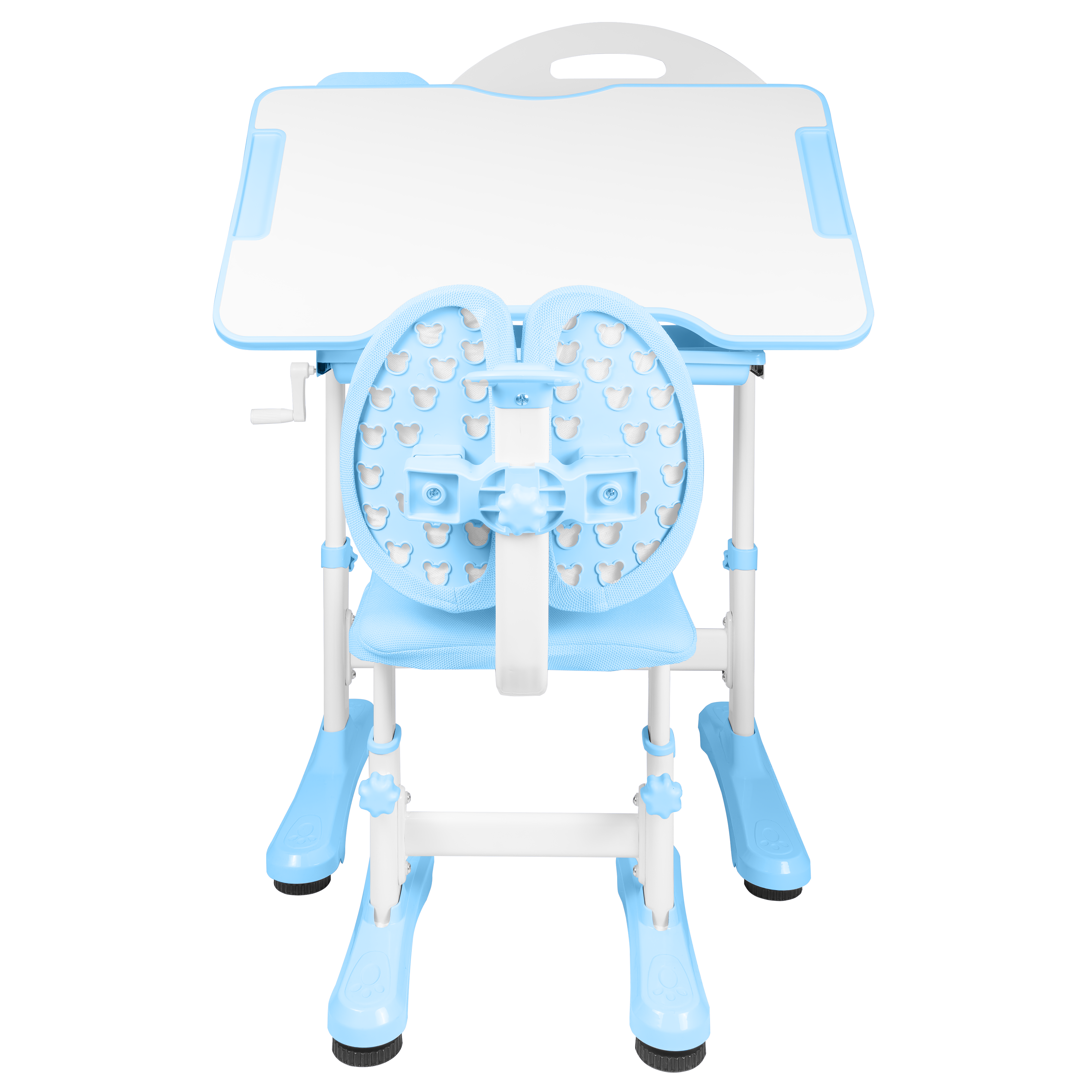 Комплект Anatomica Fiona парта + стул + надстройка + выдвижной ящик белый/голубой