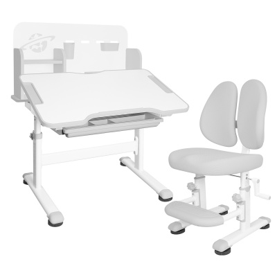 Комплект Anatomica Saturno парта + стул + надстройка + выдвижной ящик серый Комплект Anatomica Saturno парта + стул + надстройка + выдвижной ящик серый