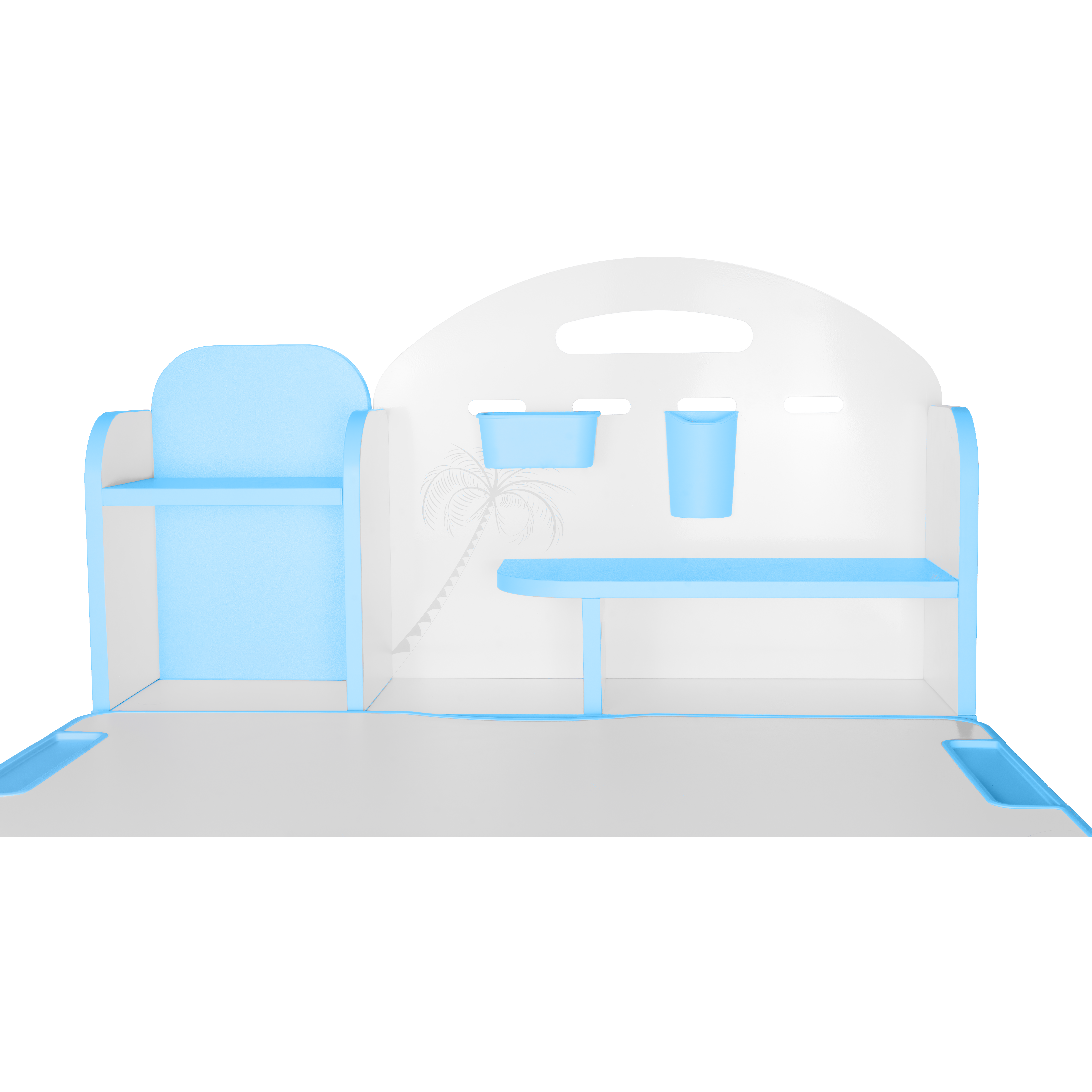 Комплект Anatomica Fiona парта + стул + надстройка + выдвижной ящик белый/голубой