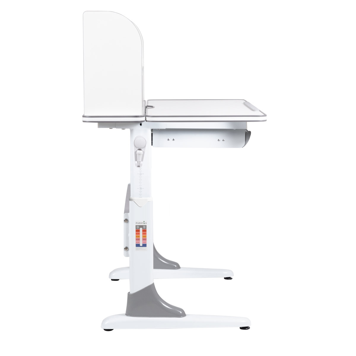Комплект Anatomica Study-80 Lux парта + стул + надстройка + выдвижной ящик белый/серый с серым стулом Lux-02 Комплект Anatomica Study-80 Lux парта + стул + надстройка + выдвижной ящик белый/серый с серым стулом Lux-02