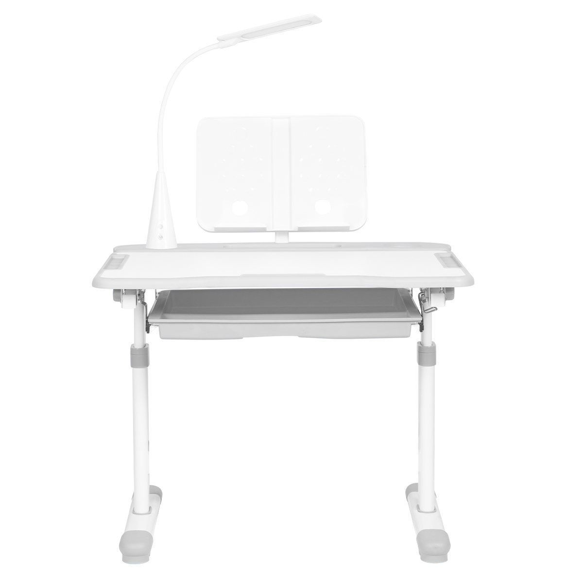 Комплект Anatomica Vitera парта + стул + выдвижной ящик + подставка + светильник белый/серый Комплект Anatomica Vitera парта + стул + выдвижной ящик + подставка + светильник белый/серый