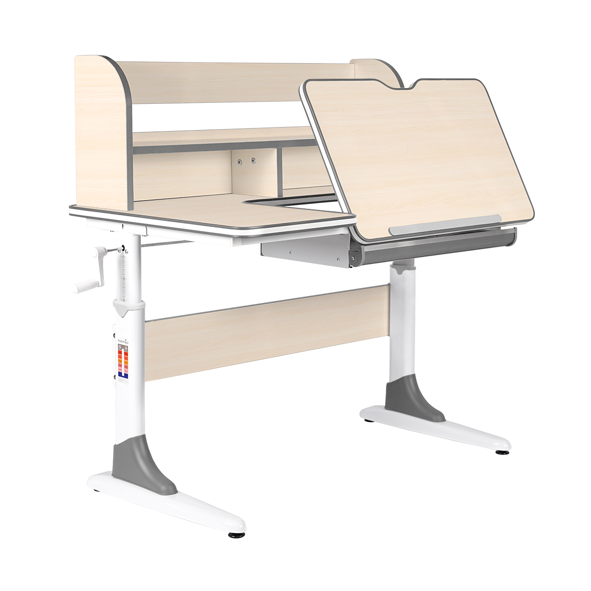 Комплект Anatomica Study-100 Lux парта + кресло + органайзер клен/серый с серым креслом Funken