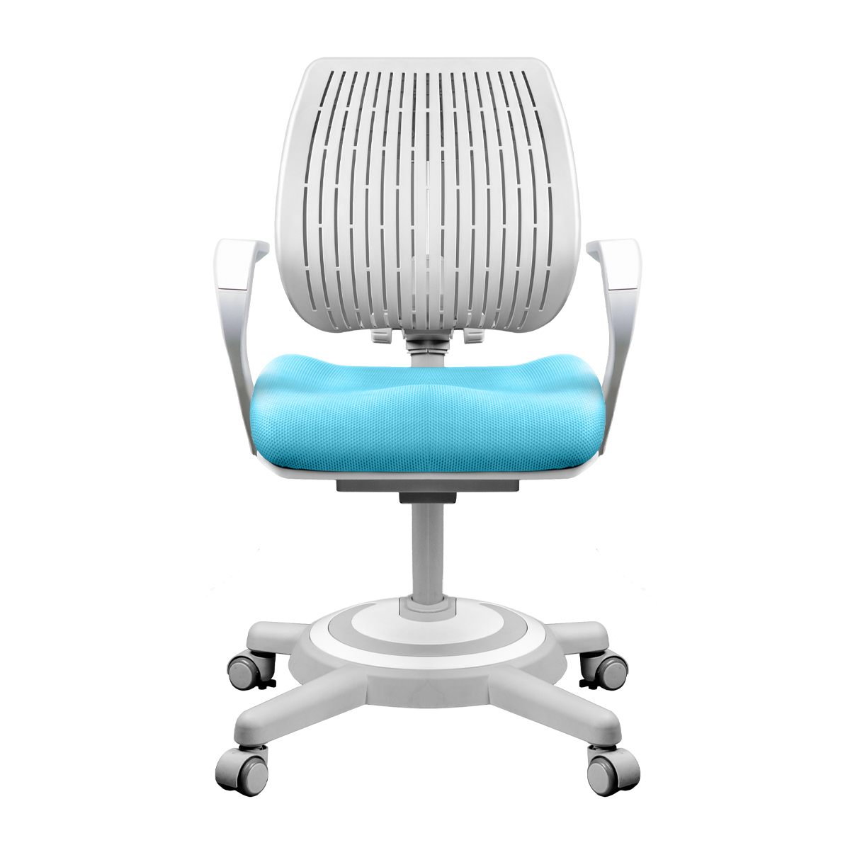 Детское кресло Kinderzen Ergoback с подлокотниками голубой