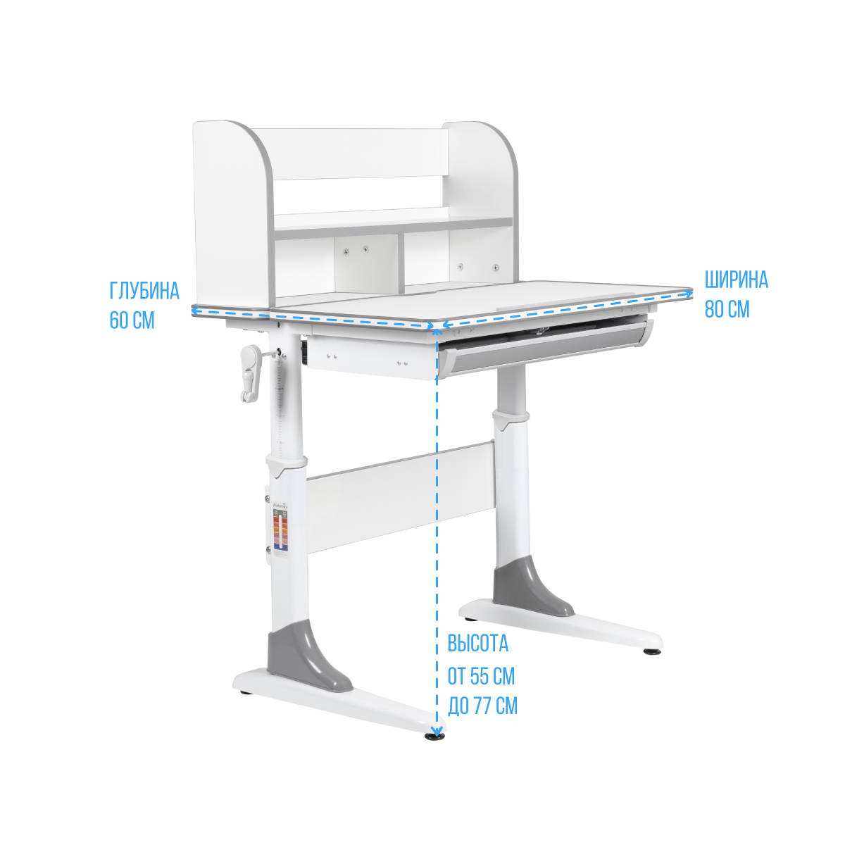 Комплект Anatomica Study-80 Lux парта + стул + надстройка + выдвижной ящик белый/серый с серым стулом Lux-02 Комплект Anatomica Study-80 Lux парта + стул + надстройка + выдвижной ящик белый/серый с серым стулом Lux-02