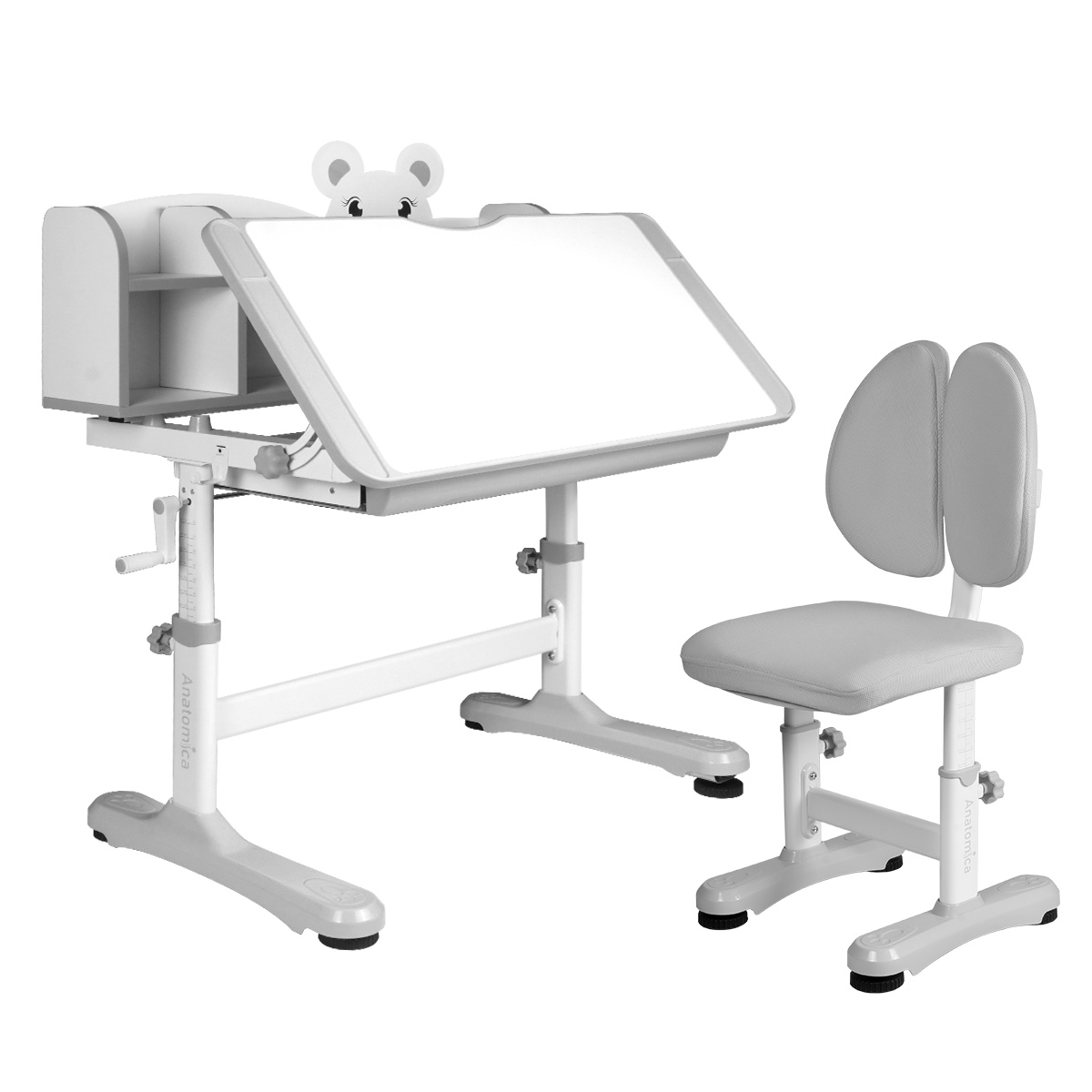 Комплект Anatomica Umka XL парта + стул + надстройка + выдвижной ящик + подставка для книг белый/серый Комплект Anatomica Umka XL парта + стул + надстройка + выдвижной ящик + подставка для книг белый/серый