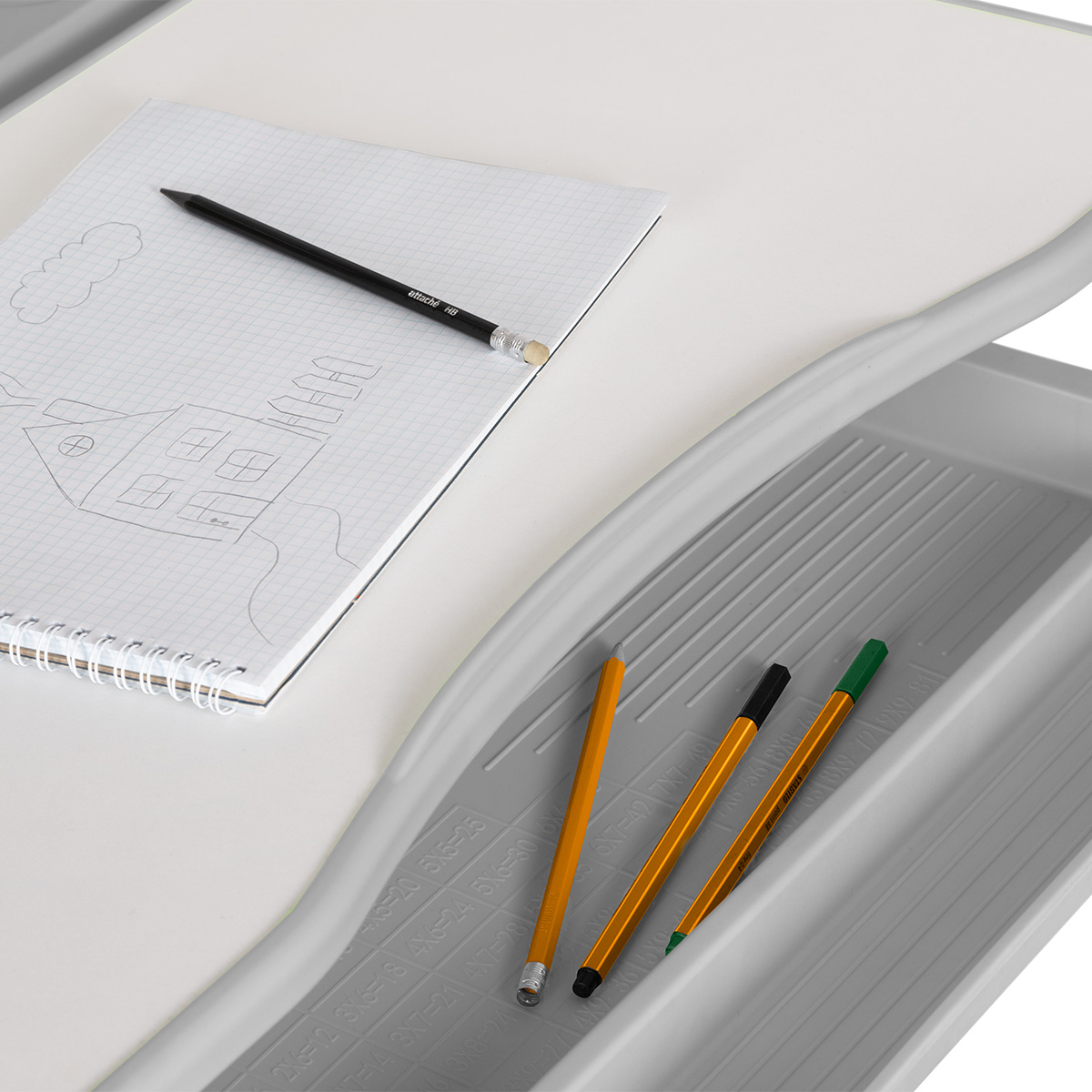 Комплект Anatomica Avgusta Comfort парта + стул + выдвижной ящик + подставка белый/серый