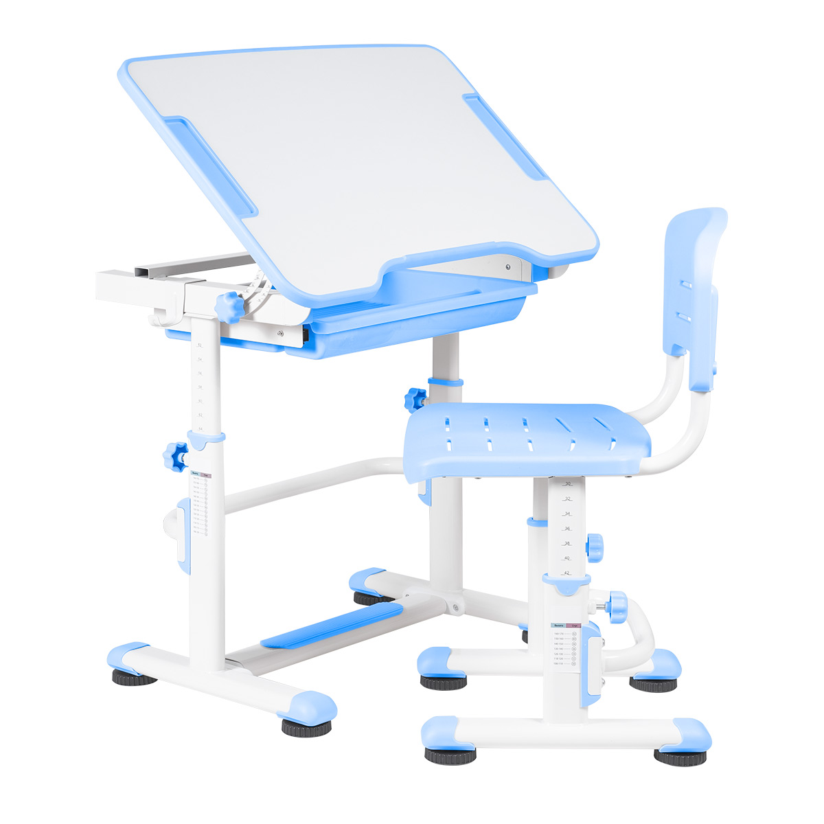 Комплект Anatomica Punto парта + стул + выдвижной ящик белый/голубой Комплект Anatomica Punto парта + стул + выдвижной ящик белый/голубой