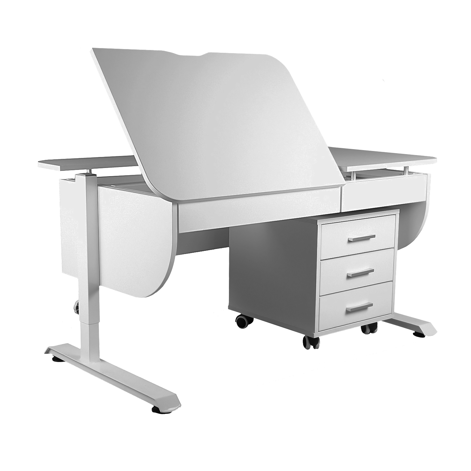 Комплект Anatomica Отличник с выкатной тумбой + накладка на стол + подставка для книг белый