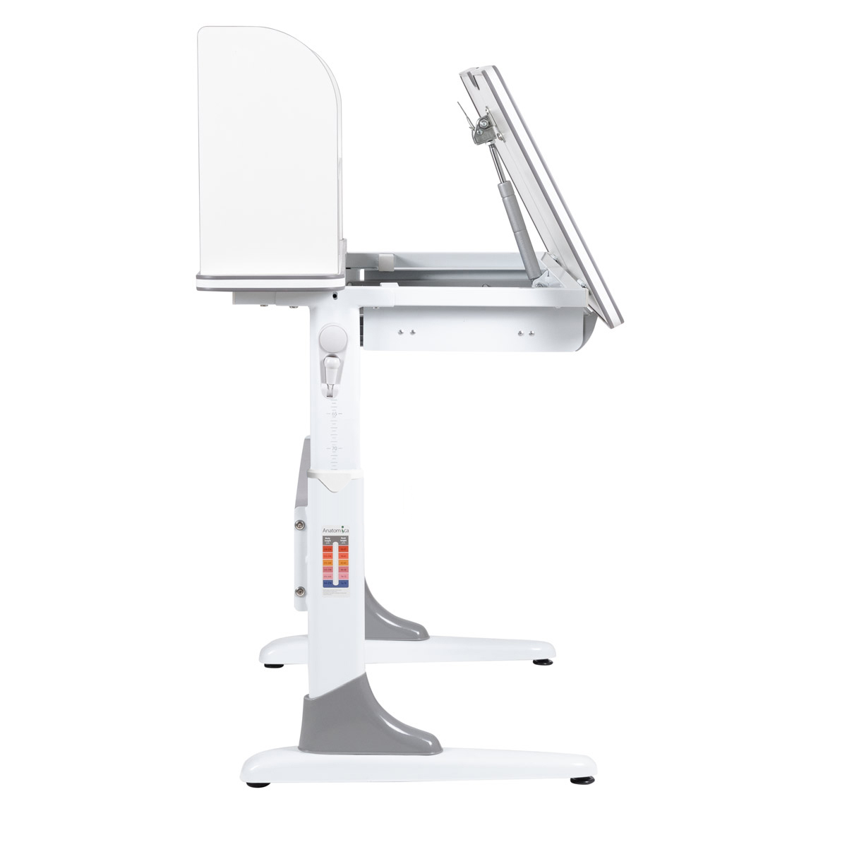 Комплект Anatomica Study-80 Lux парта + стул + надстройка + выдвижной ящик белый/серый с серым стулом Lux-02 Комплект Anatomica Study-80 Lux парта + стул + надстройка + выдвижной ящик белый/серый с серым стулом Lux-02