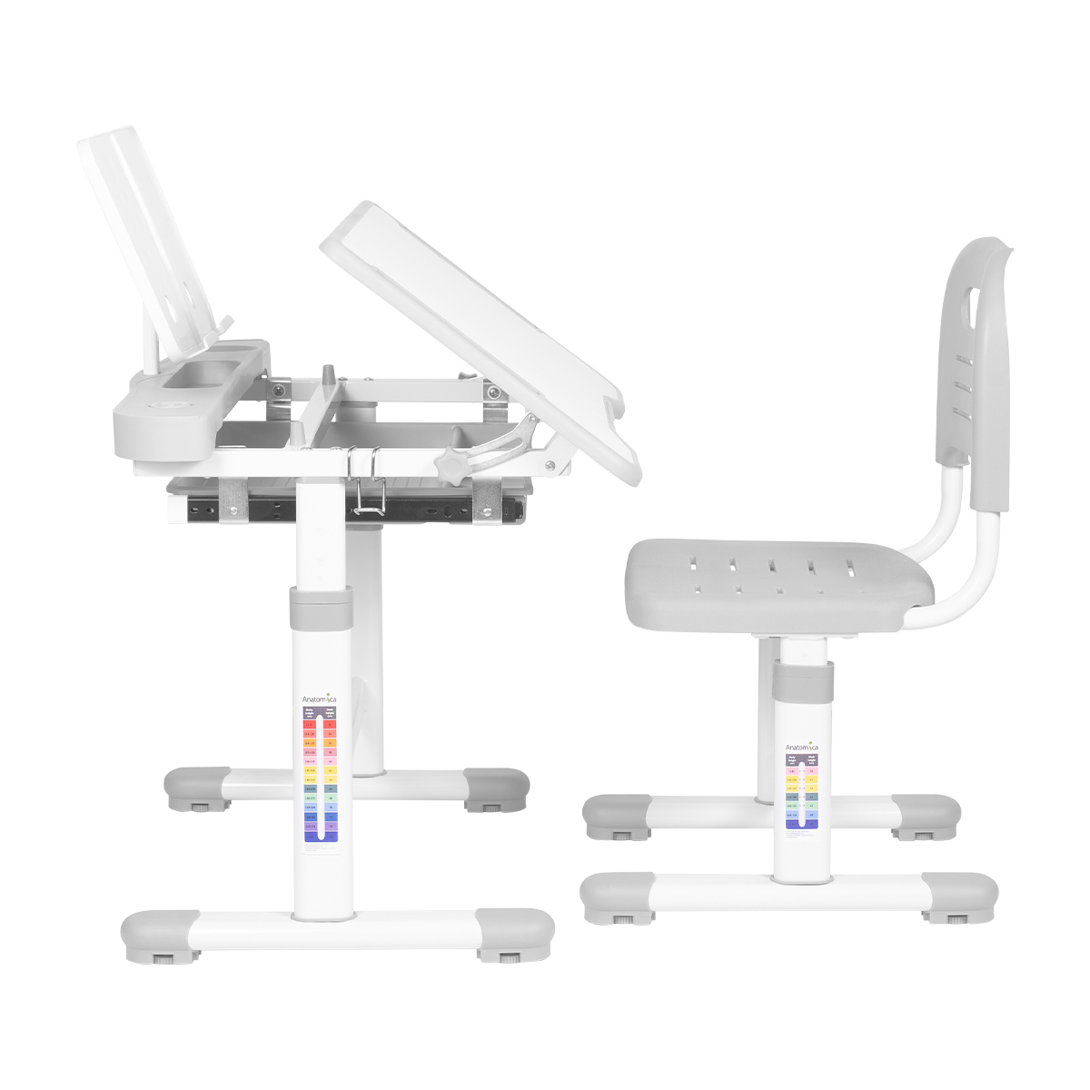 Комплект Anatomica Vitera парта + стул + выдвижной ящик + подставка белый/серый Комплект Anatomica Vitera парта + стул + выдвижной ящик + подставка белый/серый
