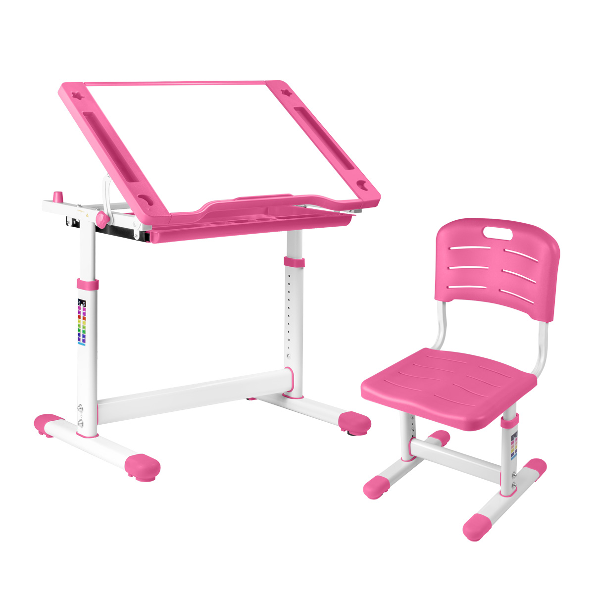 Комплект Kinderzen Arlekino парта + стул + выдвижной ящик розовый Комплект Kinderzen Arlekino парта + стул + выдвижной ящик розовый