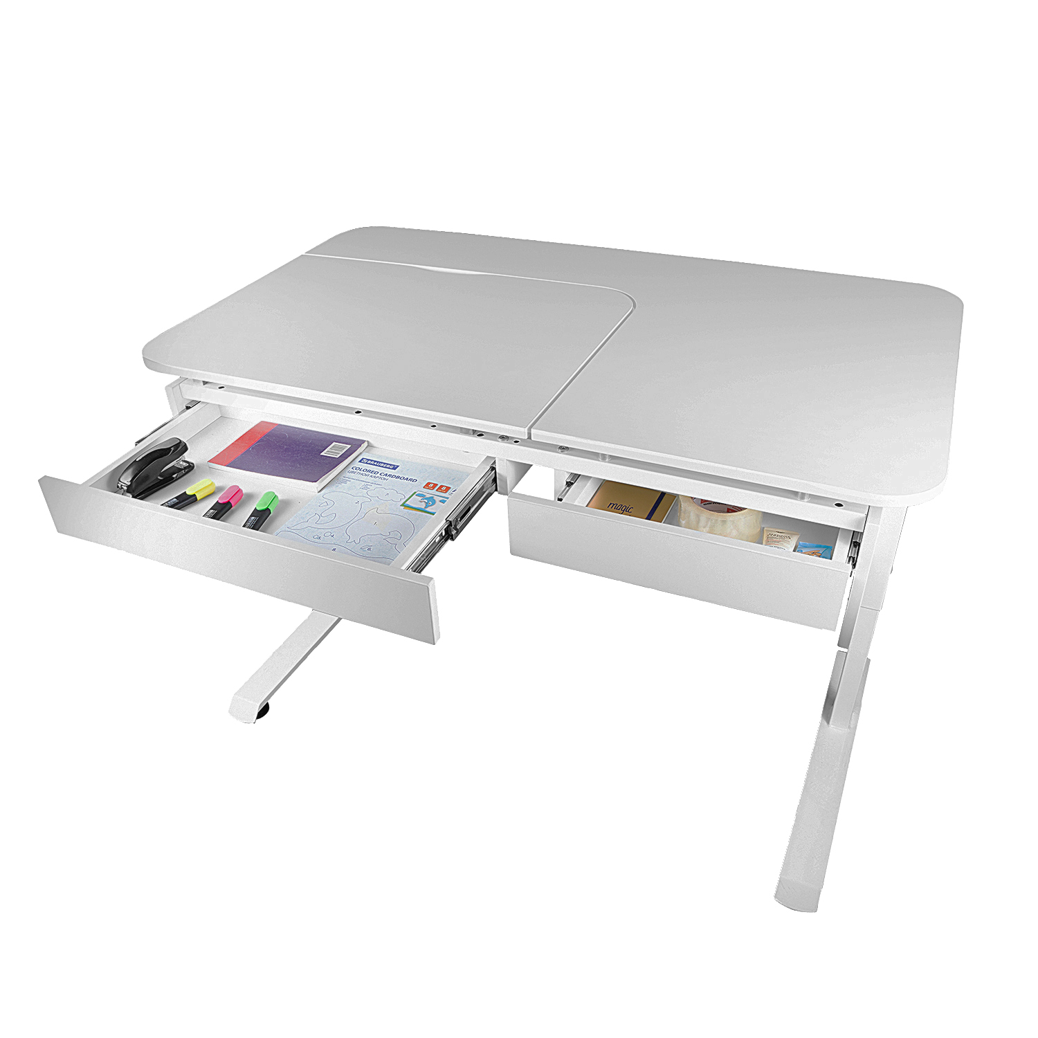 Комплект Anatomica Отличник с выкатной тумбой + накладка на стол + подставка для книг белый
