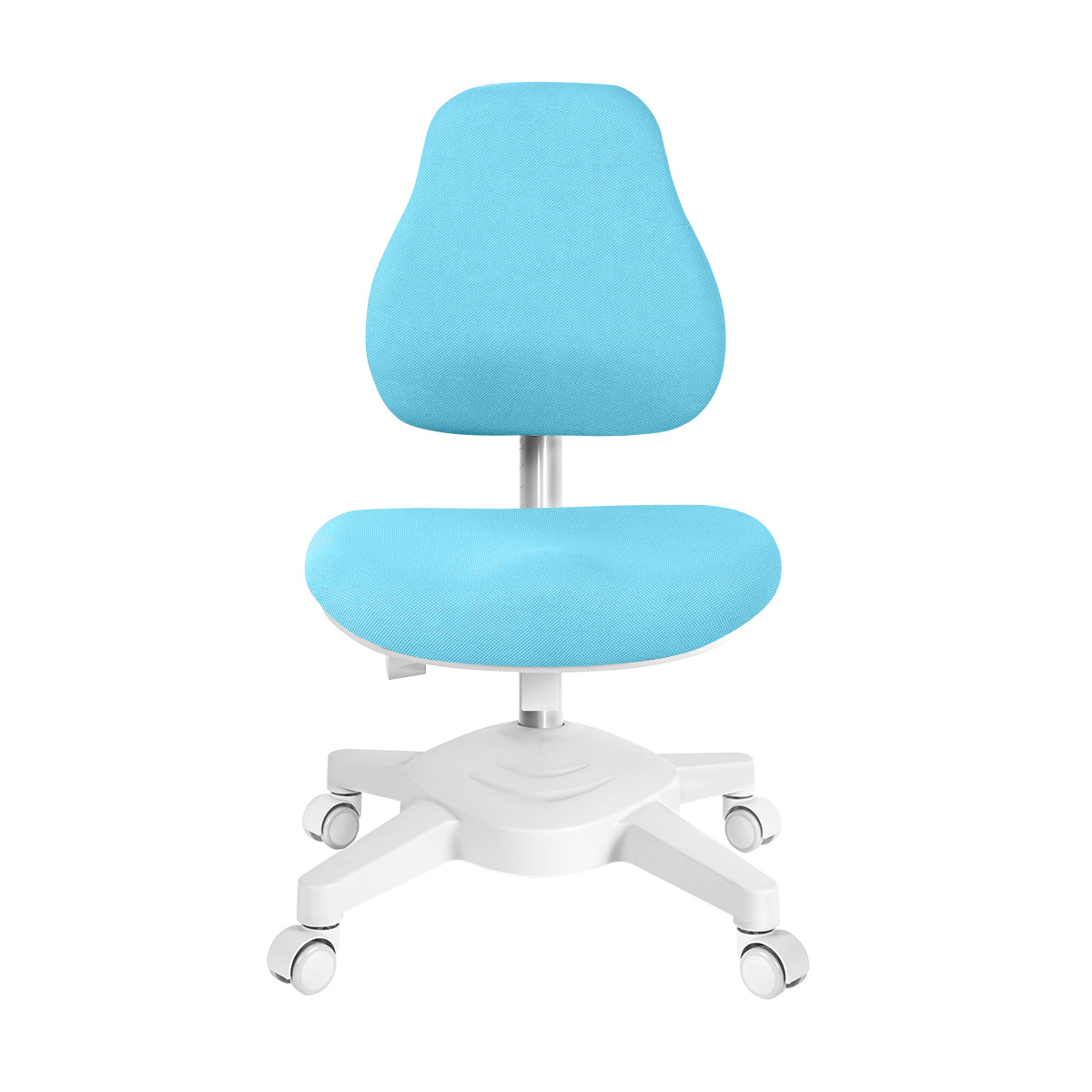 Комплект Kinderzen Dali Plus парта + кресло + надстройка + выдвижной ящик + органайзер + подставка для книг белый/голубой со светло голубым креслом Armata