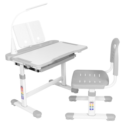 Комплект Anatomica Vitera парта + стул + выдвижной ящик + подставка + светильник белый/серый Комплект Anatomica Vitera парта + стул + выдвижной ящик + подставка + светильник белый/серый