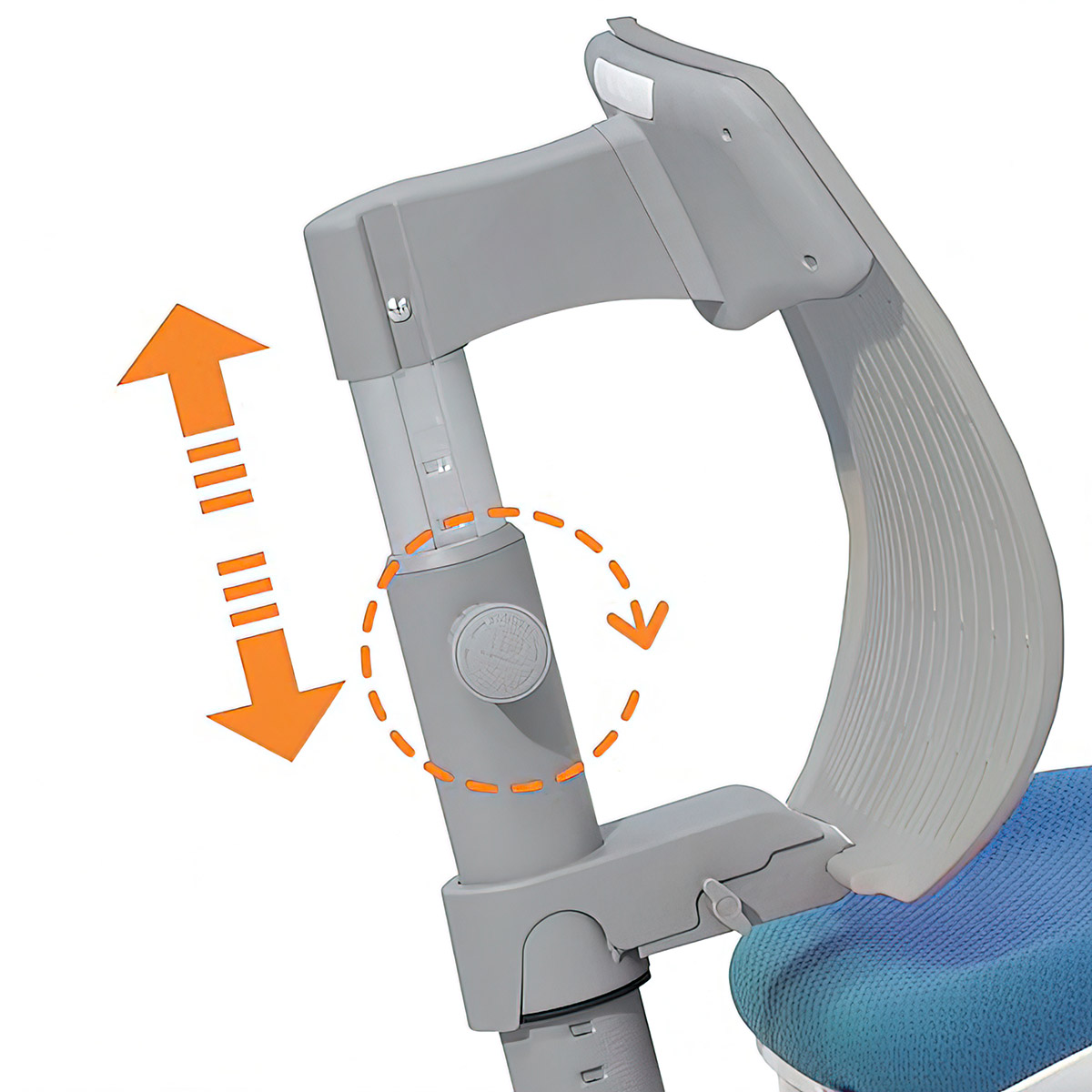 Комплект Kinderzen Antinori Pro парта + кресло + надстройка + подвесная тумба + органайзер + подставка для книг белый/голубой с голубым креслом Ergoback