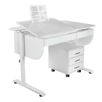 Комплект Anatomica Отличник с выкатной тумбой + накладка на стол + подставка для книг белый