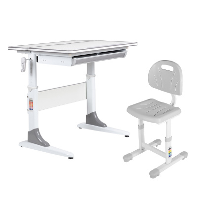 Комплект Anatomica Study-80 парта + стул + выдвижной ящик белый/серый с серым стулом Lux-02 Комплект Anatomica Study-80 парта + стул + выдвижной ящик белый/серый с серым стулом Lux-02