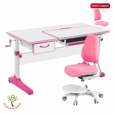 Комплект Anatomica Uniqa Lite парта + кресло белый/розовый/розовый