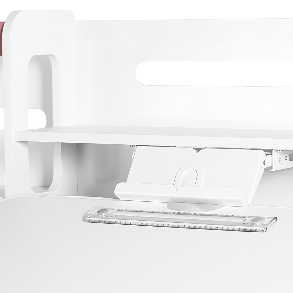 Комплект Kinderzen Antinori Pro парта + кресло + надстройка + подвесная тумба + органайзер + подставка для книг белый/голубой с голубым креслом Ergoback