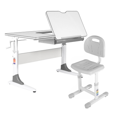 Комплект Anatomica Study-100 парта + стул белый/серый с серым стулом Lux-02