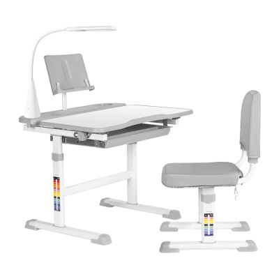 Комплект Anatomica Avgusta Comfort парта + стул + выдвижной ящик + светильник + подставка белый/серый