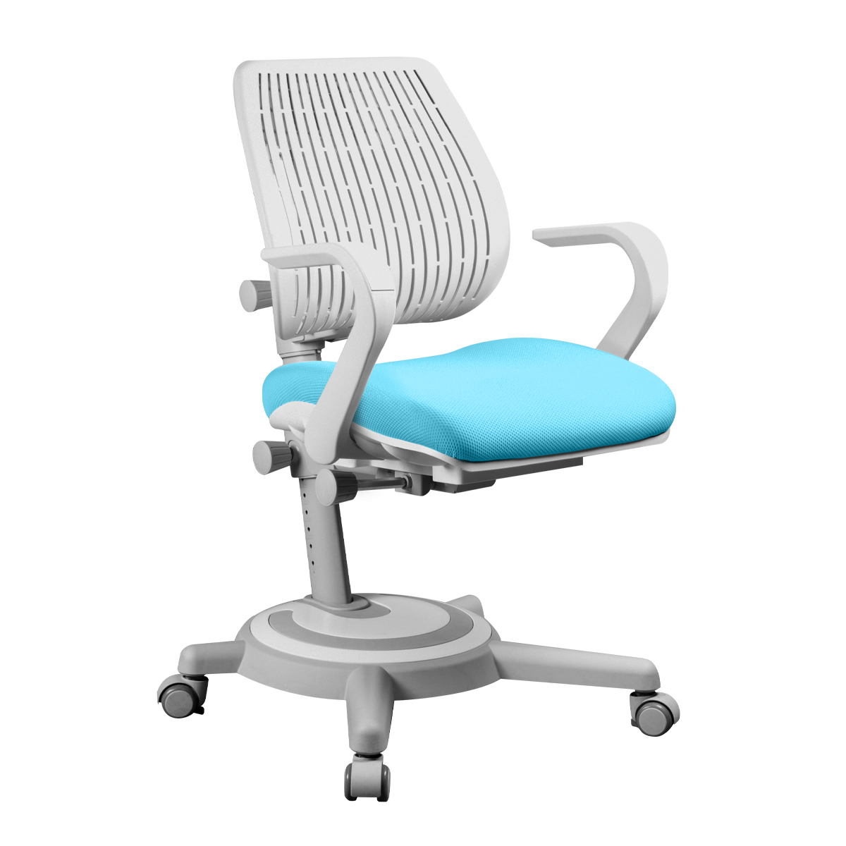 Детское кресло Kinderzen Ergoback с подлокотниками голубой