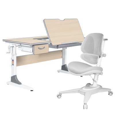 Комплект Anatomica Study-120 парта + кресло + органайзер + ящик клен/серый с серым креслом Funken