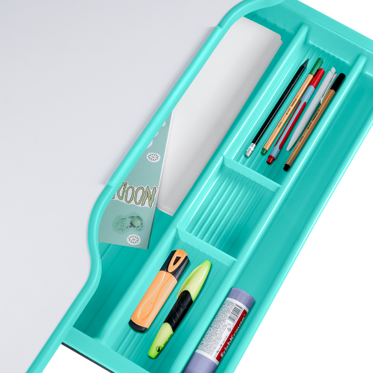 Комплект Anatomica Litra парта + стул + выдвижной ящик + подставка белый/зеленый Комплект Anatomica Litra парта + стул + выдвижной ящик + подставка белый/зеленый