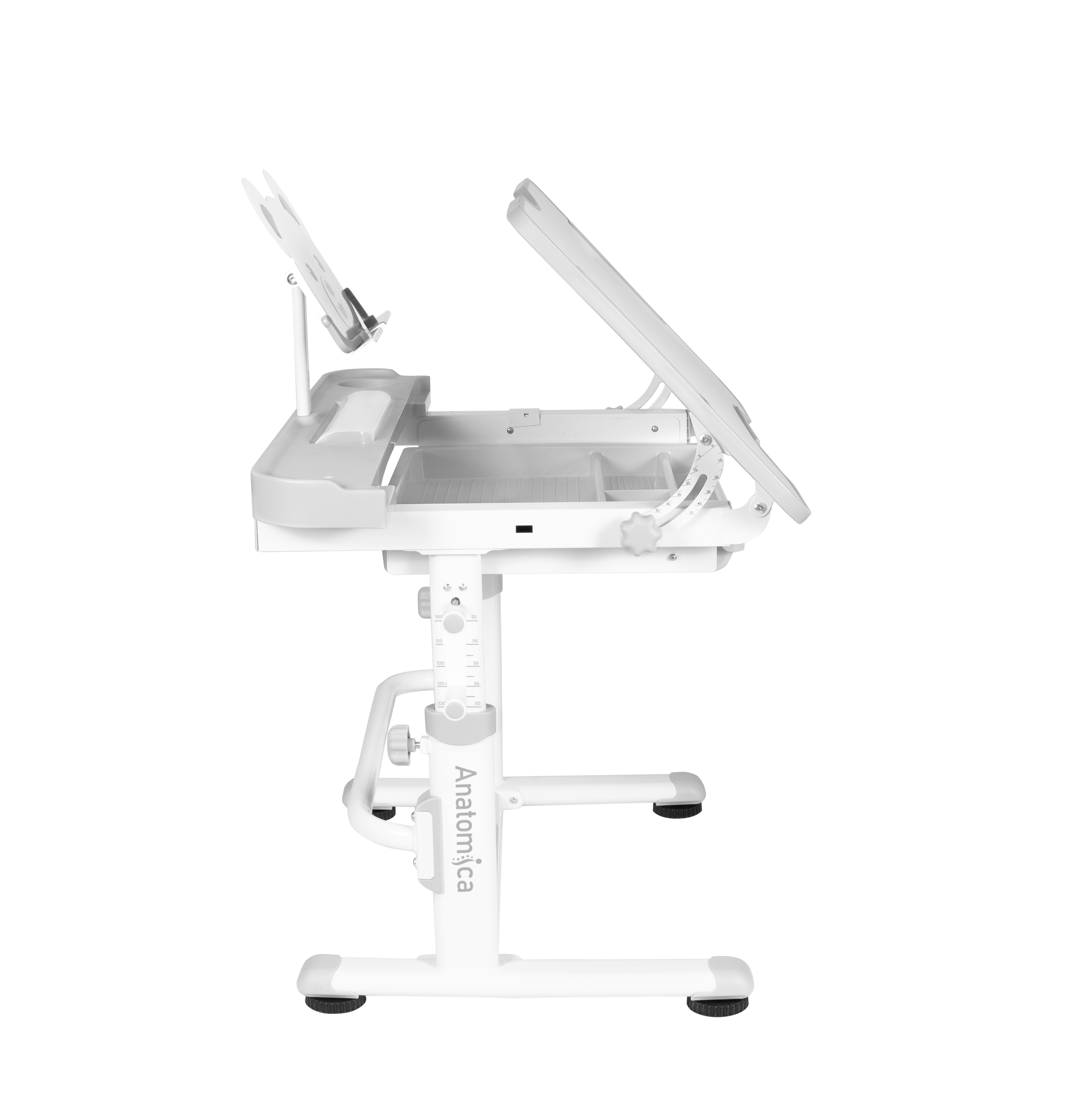 Комплект Anatomica Litra парта + стул + выдвижной ящик + подставка белый/серый