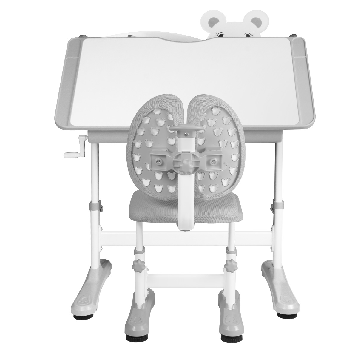 Комплект Anatomica Umka XL парта + стул + надстройка + выдвижной ящик + подставка для книг белый/серый