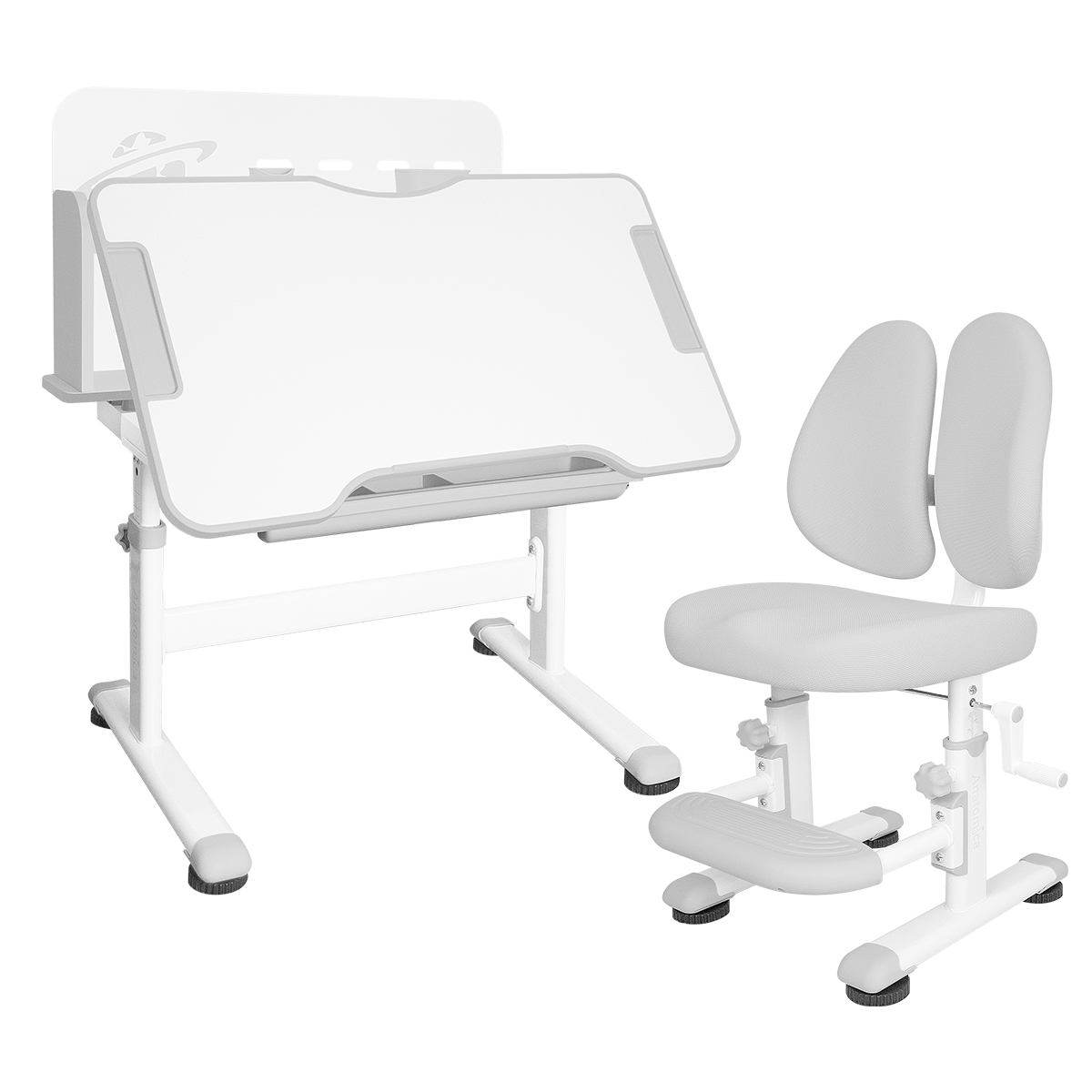 Комплект Anatomica Saturno парта + стул + надстройка + выдвижной ящик серый Комплект Anatomica Saturno парта + стул + надстройка + выдвижной ящик серый