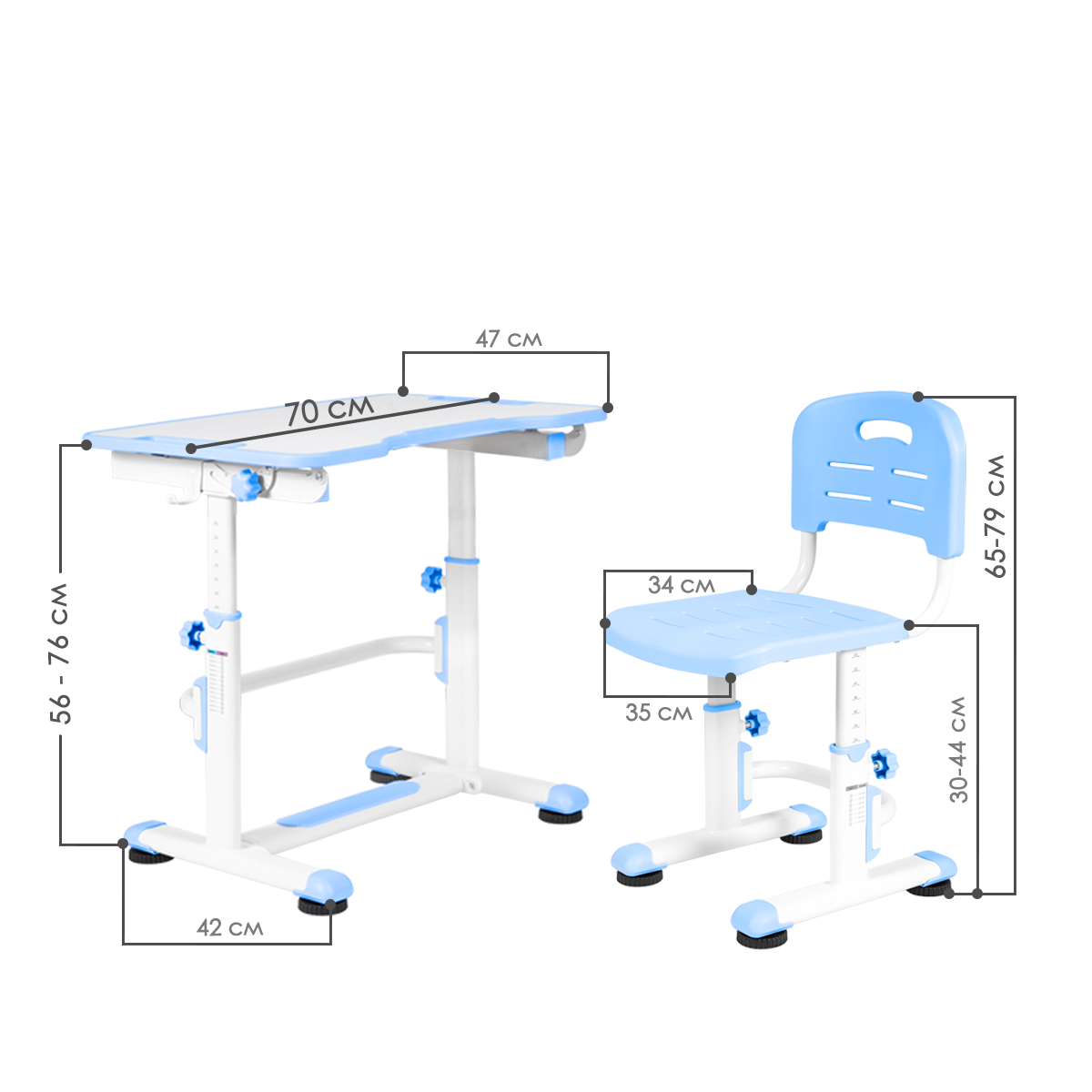 Комплект Anatomica Punto Lite парта + стул белый/голубой Комплект Anatomica Punto Lite парта + стул белый/голубой