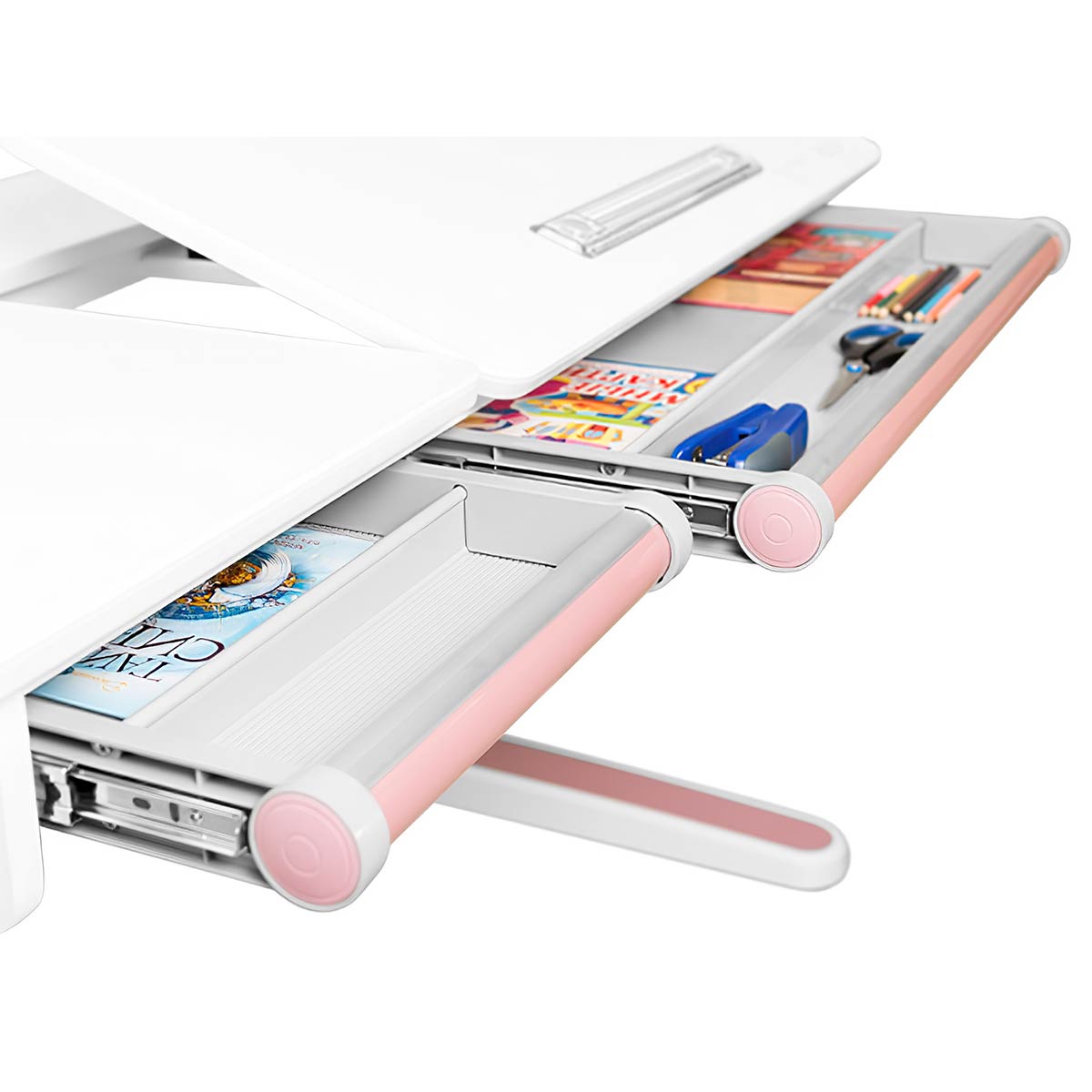 Комплект Kinderzen Antinori парта + кресло + подвесная тумба + органайзер + подставка для книг белый/голубой/голубой