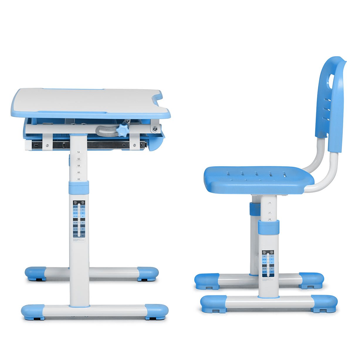 Комплект Anatomica Picola парта + стул + выдвижной ящик белый/голубой Комплект Anatomica Picola парта + стул + выдвижной ящик белый/голубой