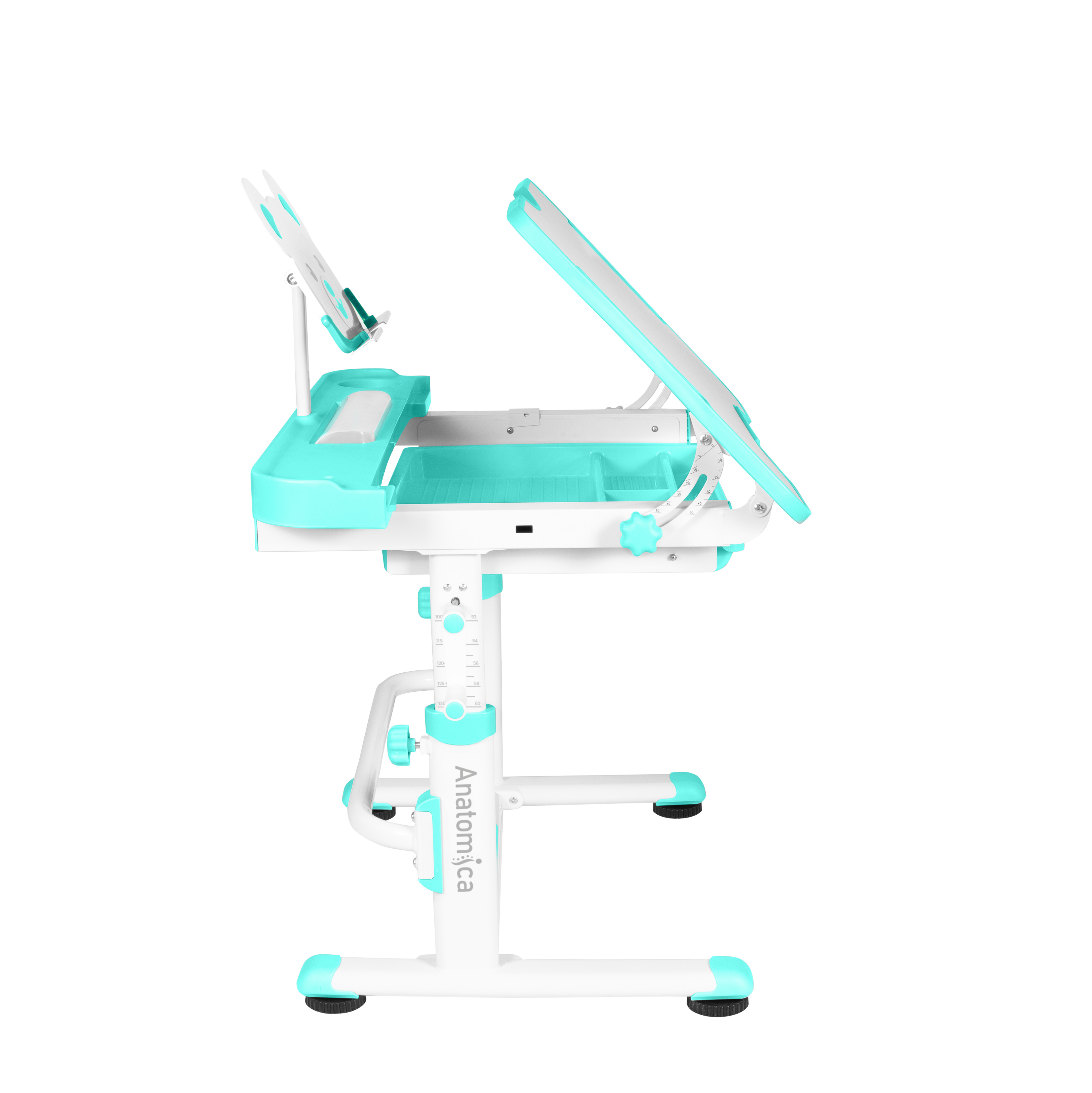 Комплект Anatomica Litra парта + стул + выдвижной ящик + подставка белый/зеленый Комплект Anatomica Litra парта + стул + выдвижной ящик + подставка белый/зеленый