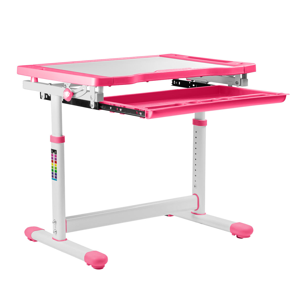 Комплект Kinderzen Arlekino парта + стул + выдвижной ящик + накладка на стол + подставка для книг розовый