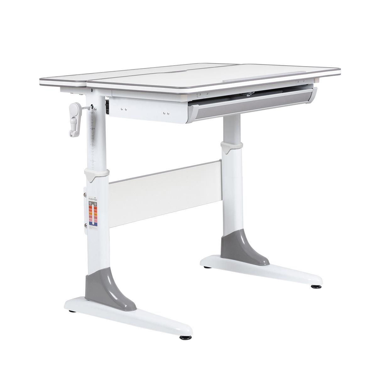 Комплект Anatomica Study-80 парта + стул + выдвижной ящик белый/серый с серым стулом Lux-02 Комплект Anatomica Study-80 парта + стул + выдвижной ящик белый/серый с серым стулом Lux-02