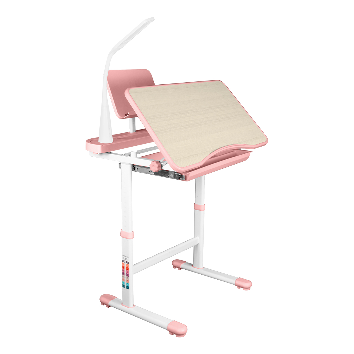 Комплект Anatomica Ara парта + стул + светильник + подставка для книг + выдвижной органайзер клен/розовый