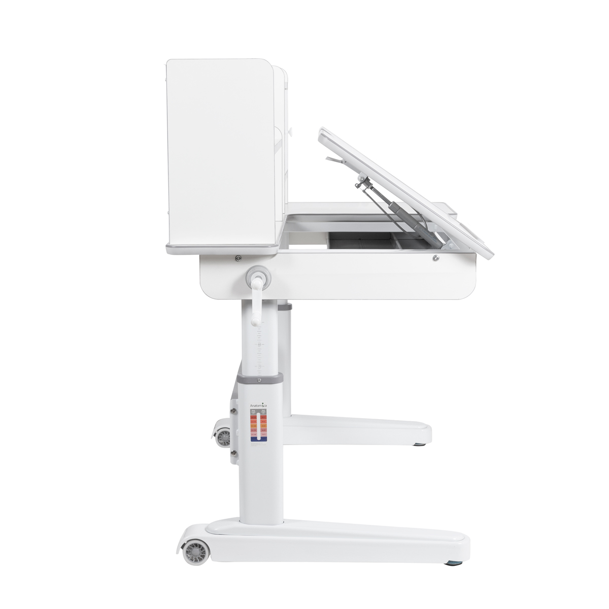 Комплект Anatomica Premium Granda Plus парта + кресло + тумба + надстройка + органайзер белый/серый с серым креслом Armata